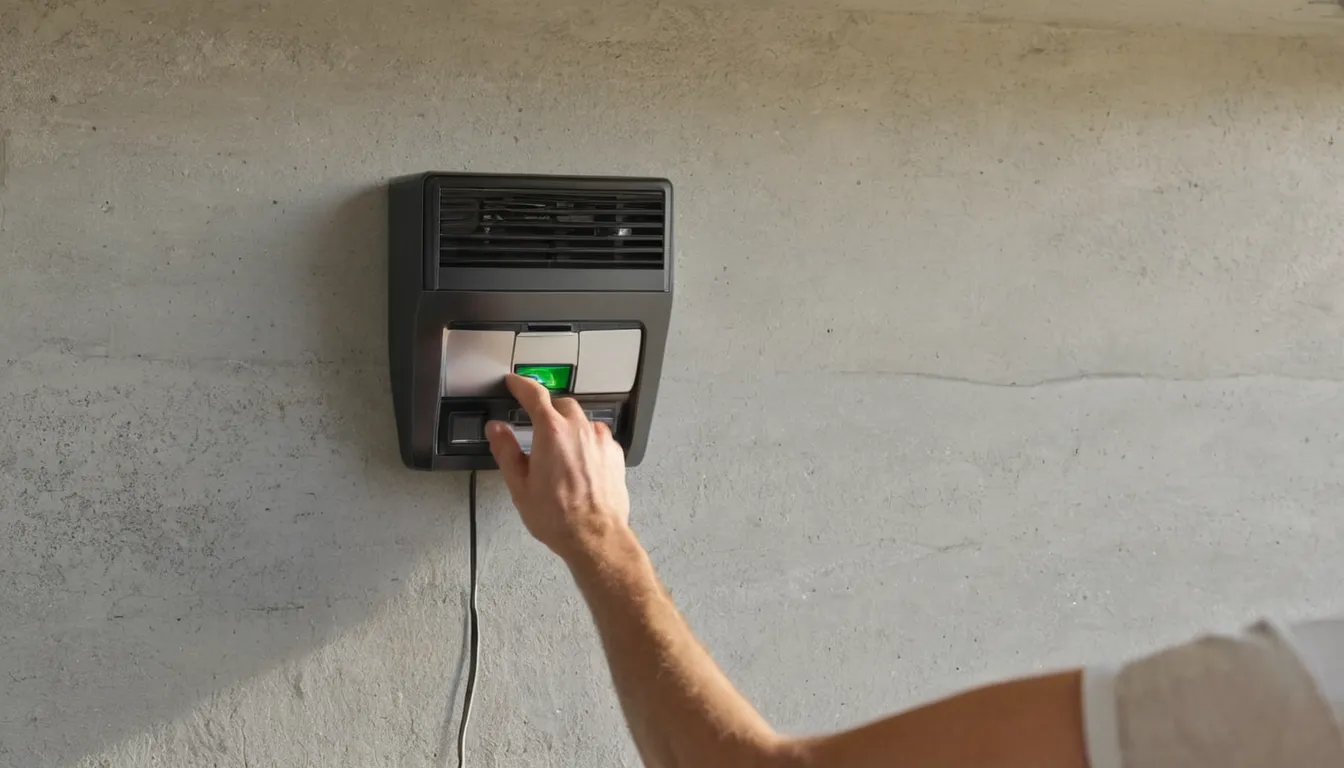 Homeowner checking a garage door opener in the Arlington area